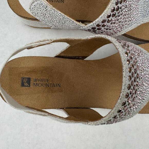 White Mountain Womens Safari White Slingback Sandals Embellished Size 8.5M - Picture 8 of 14